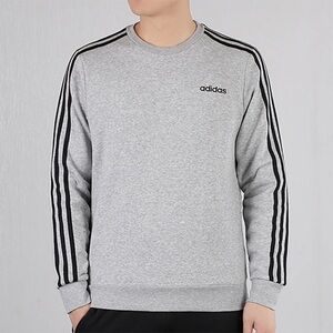 Adidas Essentials 3-Stripes Gray Crewneck Sweatshirt XS